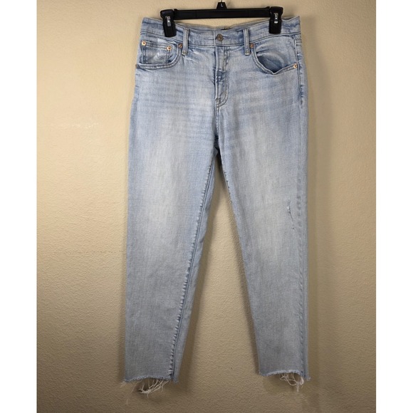 GAP Denim - GAP Denim Girlfriend Jeans Women's Ladies Size (Tag 6/28) Light Blue‎ Distressed